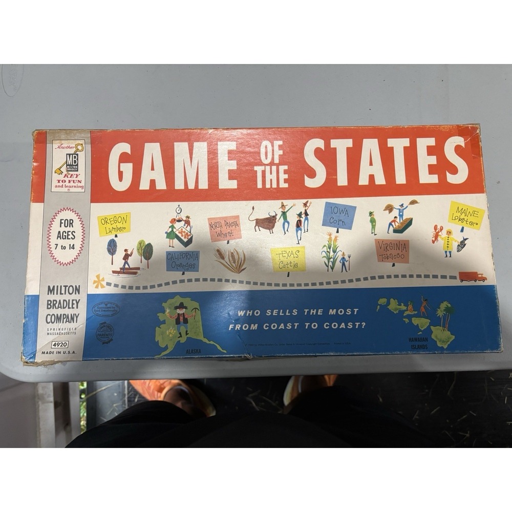 1960 Game of the States Board Game Complete Vintage Milton Bradley USA Geography